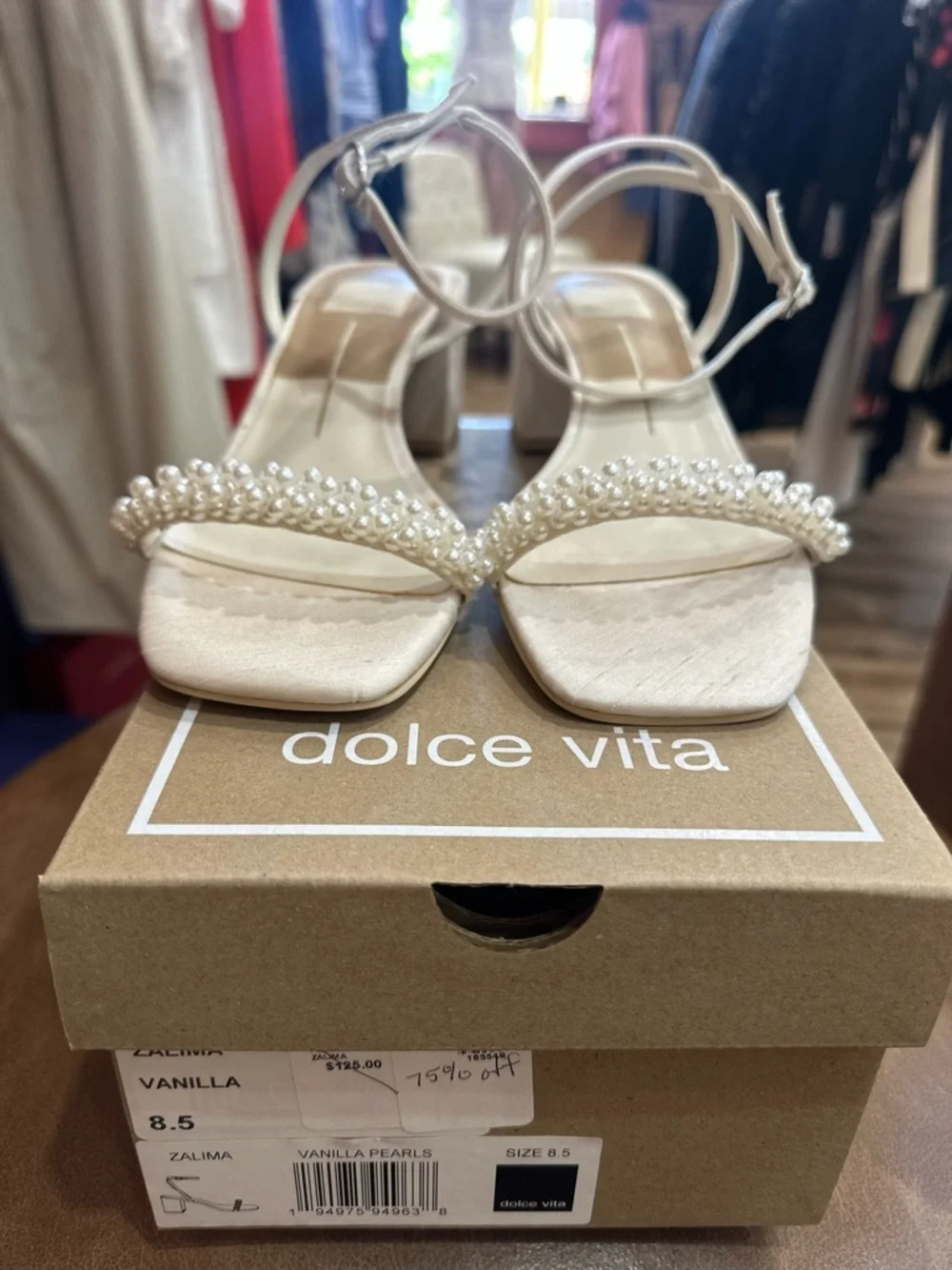 Dolce Vita Vanilla Pearl-Strap Block Heel Sandals NWT size 8.5 and 10 - Picture 5 of 9